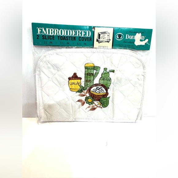 Vintage Kitchen Appliance Covers Dora May Embroidered  Toaster And Mixer NEW 70s - Picture 2 of 9